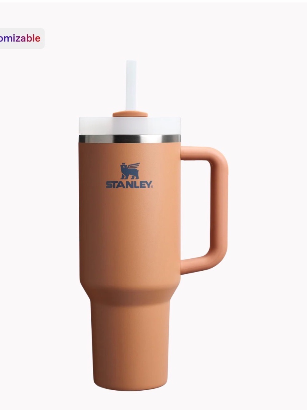 Stanley Tan Travel Mug with Handle and Straw